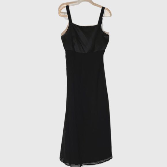 Adrianna Papell Occasions Gown 14 Black Chiffon Organza Bust Formal Retro Glam - Picture 3 of 9